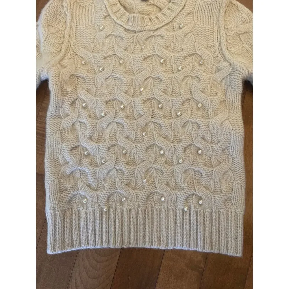 Ann Taylor pearl embellished wool and rabbit hair sweater size small P